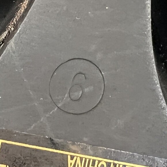 Yoki Black Wedge Mid Calf Boots Gold Lock Charm Size 6 - Picture 11 of 15